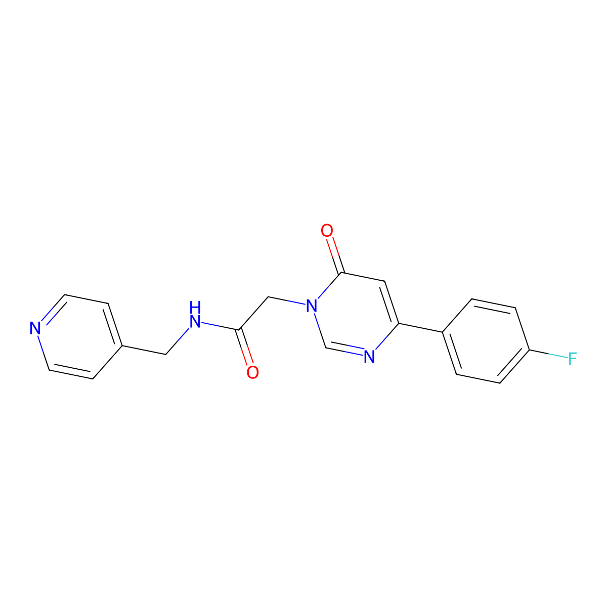 2-[4-(4-fluorophenyl)-6-oxo-1,6-dihydropyrimidin-1-yl]-N-[(pyridin-4-yl)methyl]acetamide molecular structure, CAS 1058501-15-7