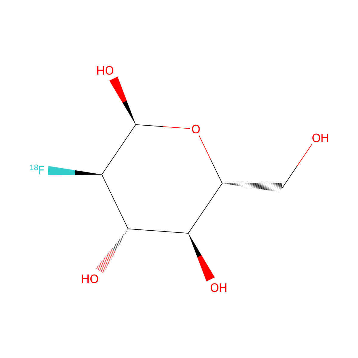 alpha-D-Glucopyranose, 2-deoxy-2-(fluoro-18F)- molecular structure, CAS 105851-17-0
