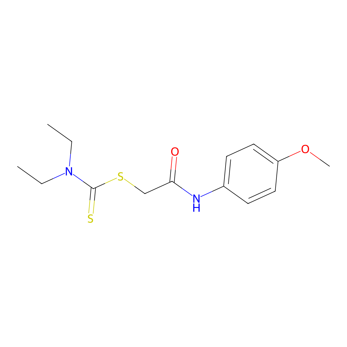 2-((4-Methoxyphenyl)amino)-2-oxoethyl diethylcarbamodithioate molecular structure, CAS 105859-04-9