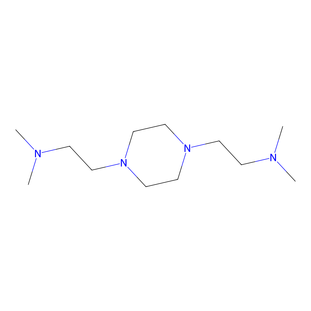 N,N,N',N'-Tetramethylpiperazine-1,4-diethylamine molecular structure, CAS 10586-98-8