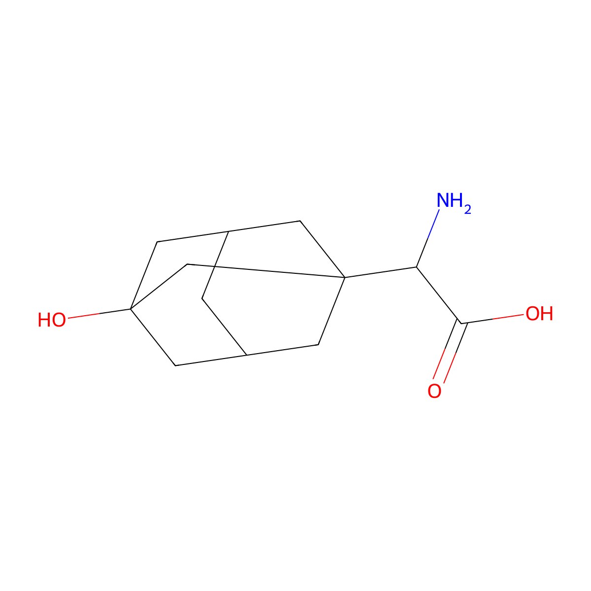 (2R)-2-Amino-2-(3-hydroxyadamantan-1-yl)acetic acid molecular structure, CAS 1058660-48-2