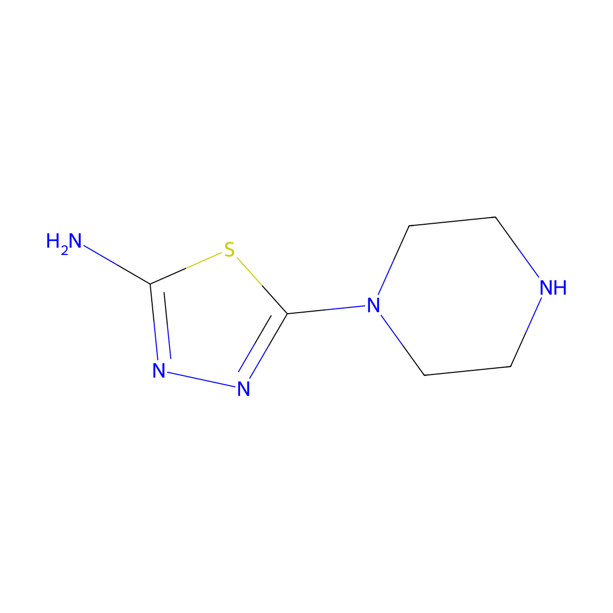 5-(Piperazin-1-yl)-1,3,4-thiadiazol-2-amine molecular structure, CAS 1058676-45-1