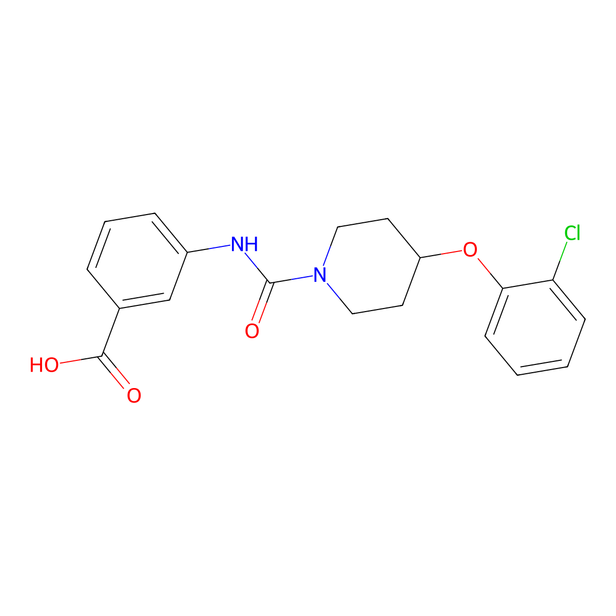 3-(4-(2-Chlorophenoxy)piperidine-1-carboxamido)benzoic acid molecular structure, CAS 1058702-87-6