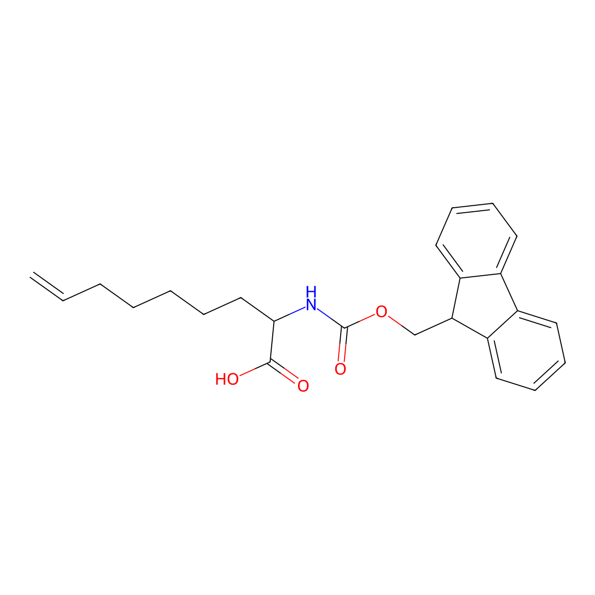 (2S)-2-(((9H-fluoren-9-ylmethoxy)carbonyl)amino)non-8-enoic acid molecular structure, CAS 1058705-57-9