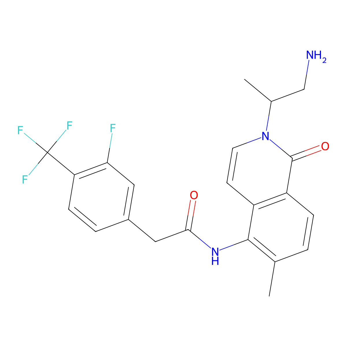 N-[2-[(2R)-1-aminopropan-2-yl]-6-methyl-1-oxoisoquinolin-5-yl]-2-[3-fluoro-4-(trifluoromethyl)phenyl]acetamide molecular structure, CAS 1058709-63-9