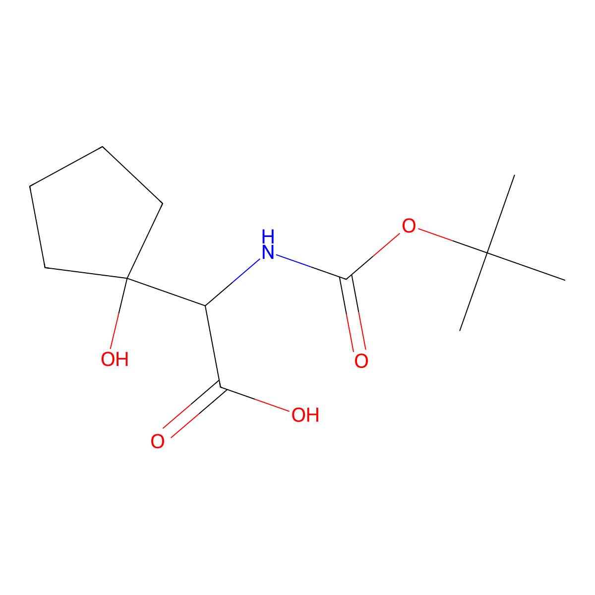 2-(Tert-butoxycarbonylamino)-2-(1-hydroxycyclopentyl)acetic acid molecular structure, CAS 105871-45-2
