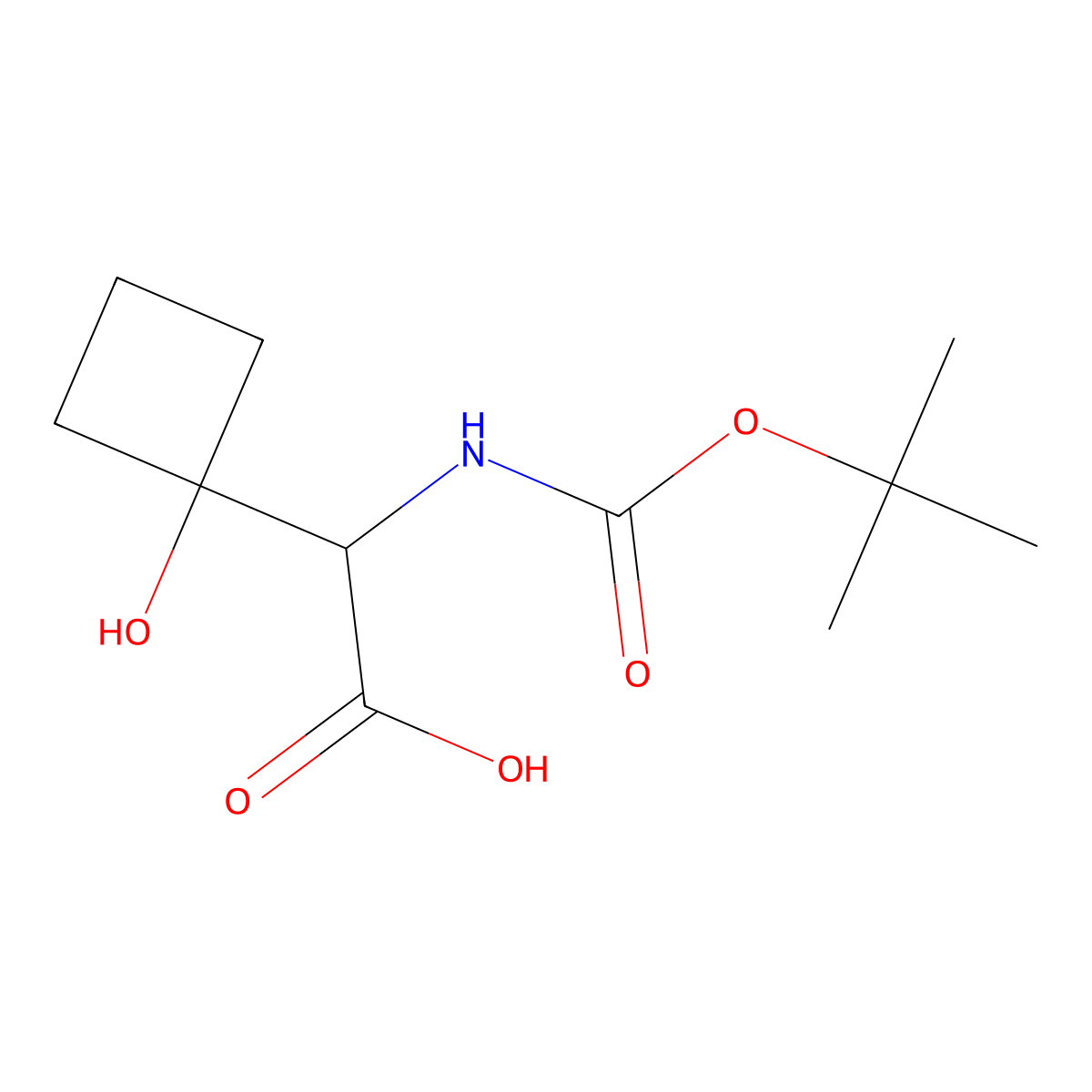 2-{[(Tert-butoxy)carbonyl]amino}-2-(1-hydroxycyclobutyl)acetic acid molecular structure, CAS 105871-53-2