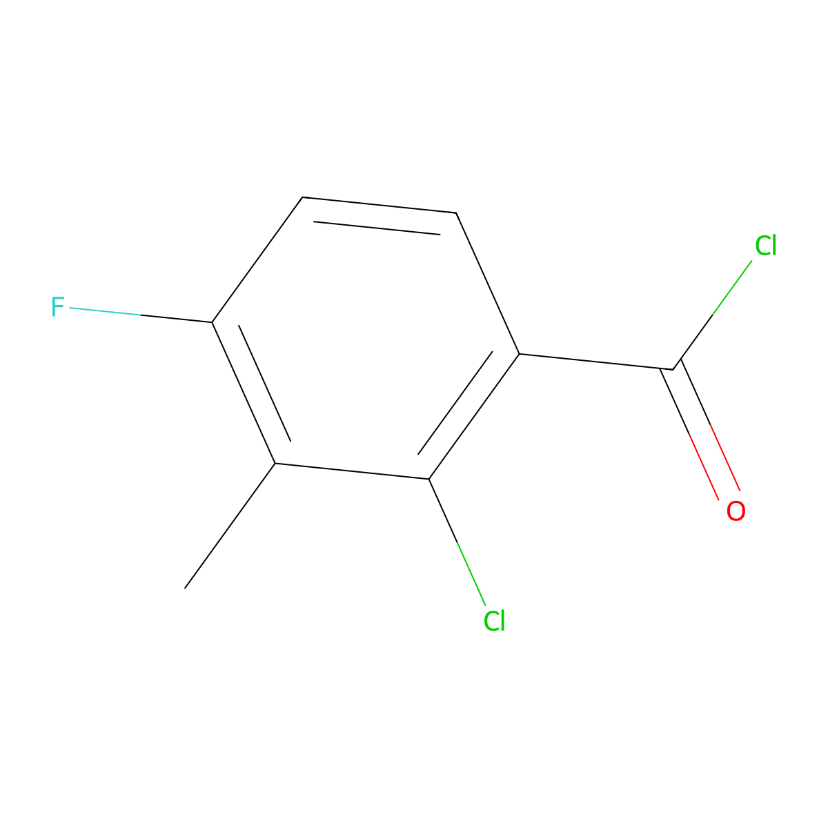 2-Chloro-4-fluoro-3-methylbenzoyl chloride molecular structure, CAS 1058721-62-2