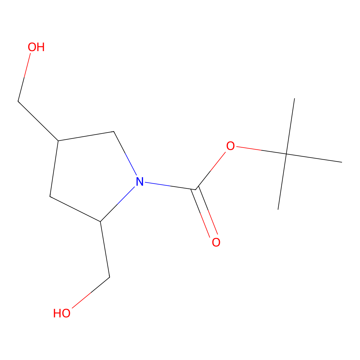Tert-butyl 2,4-bis(hydroxymethyl)pyrrolidine-1-carboxylate molecular structure, CAS 1058737-58-8