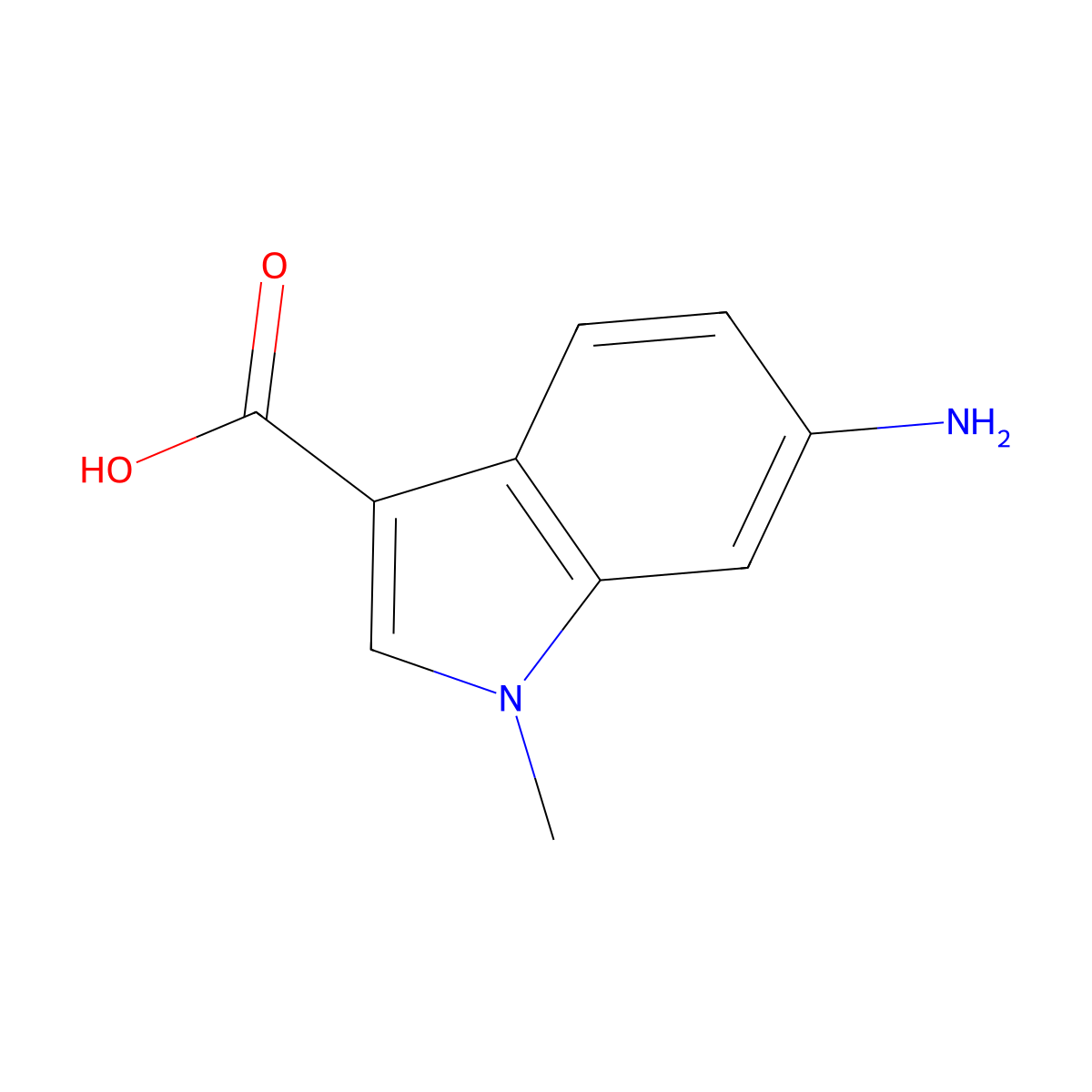 6-amino-1-methyl-1H-indole-3-carboxylic acid molecular structure, CAS 1058740-80-9