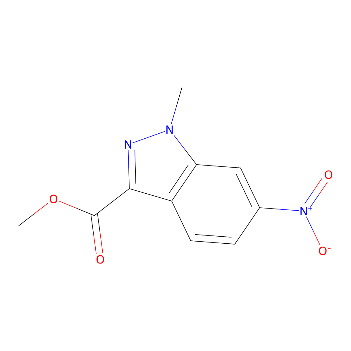 Methyl 1-methyl-6-nitro-1H-indazole-3-carboxylate molecular structure, CAS 1058740-88-7