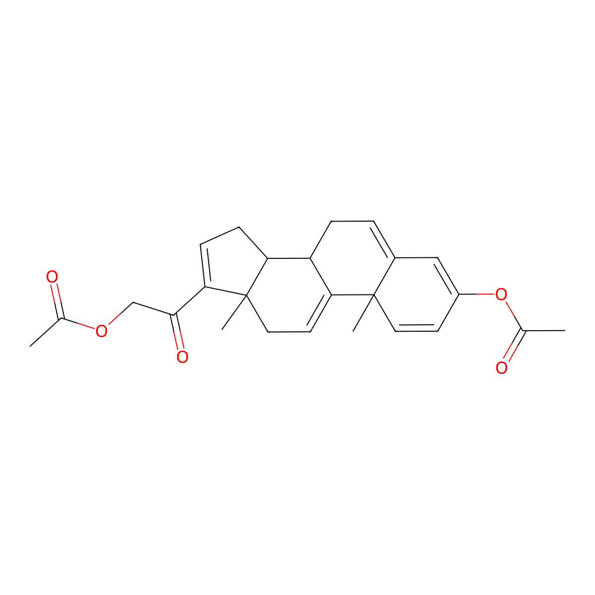 3,21-Bis(acetyloxy)pregna-1,3,5,9(11),16-pentaen-20-one molecular structure, CAS 1058744-83-4