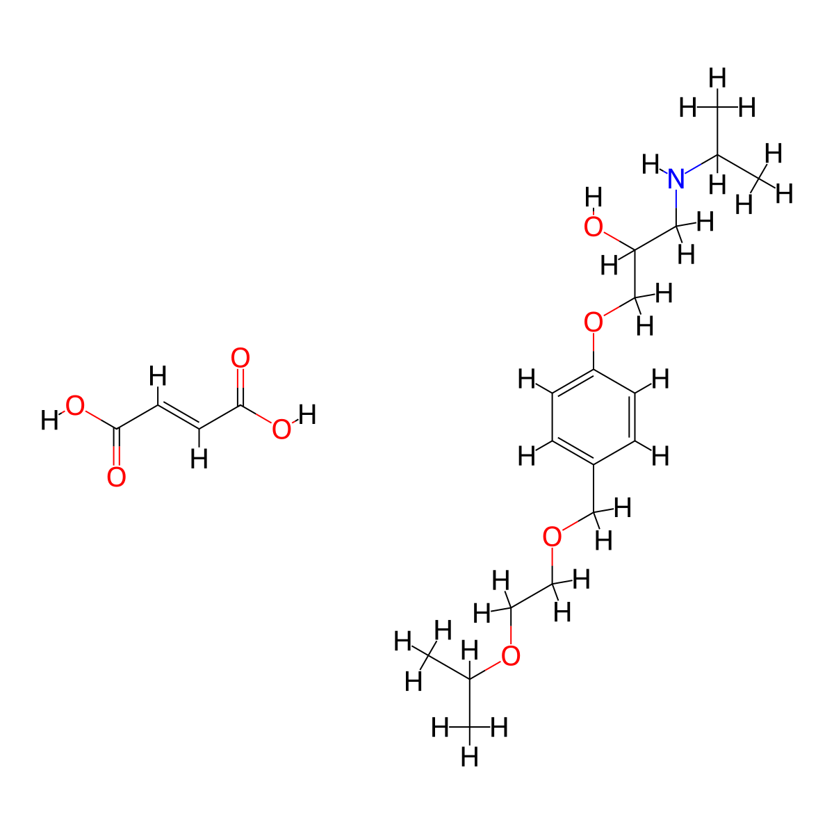 Bisoprolol monofumarate molecular structure, CAS 105878-43-1