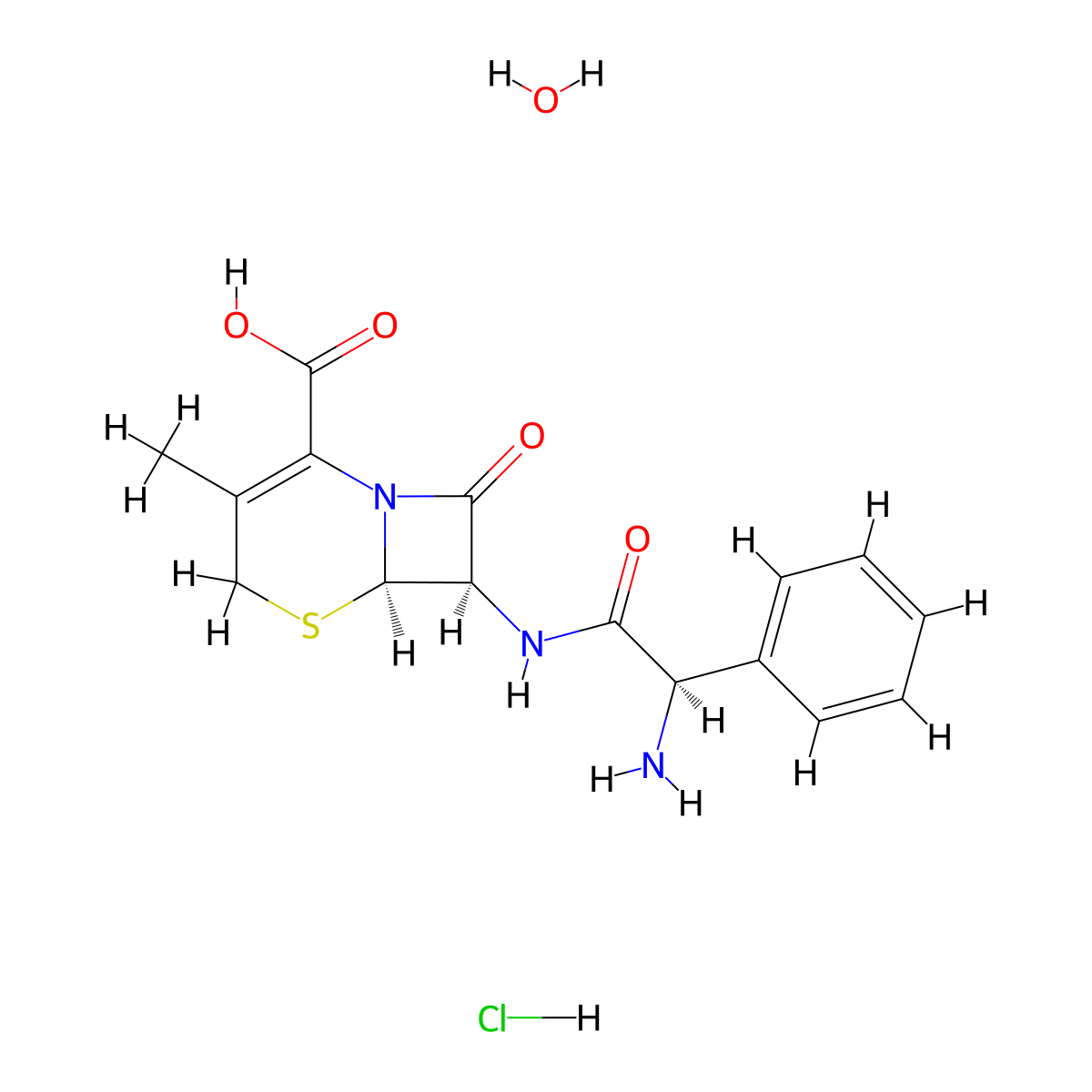 Cephalexin Hydrochloride molecular structure, CAS 105879-42-3
