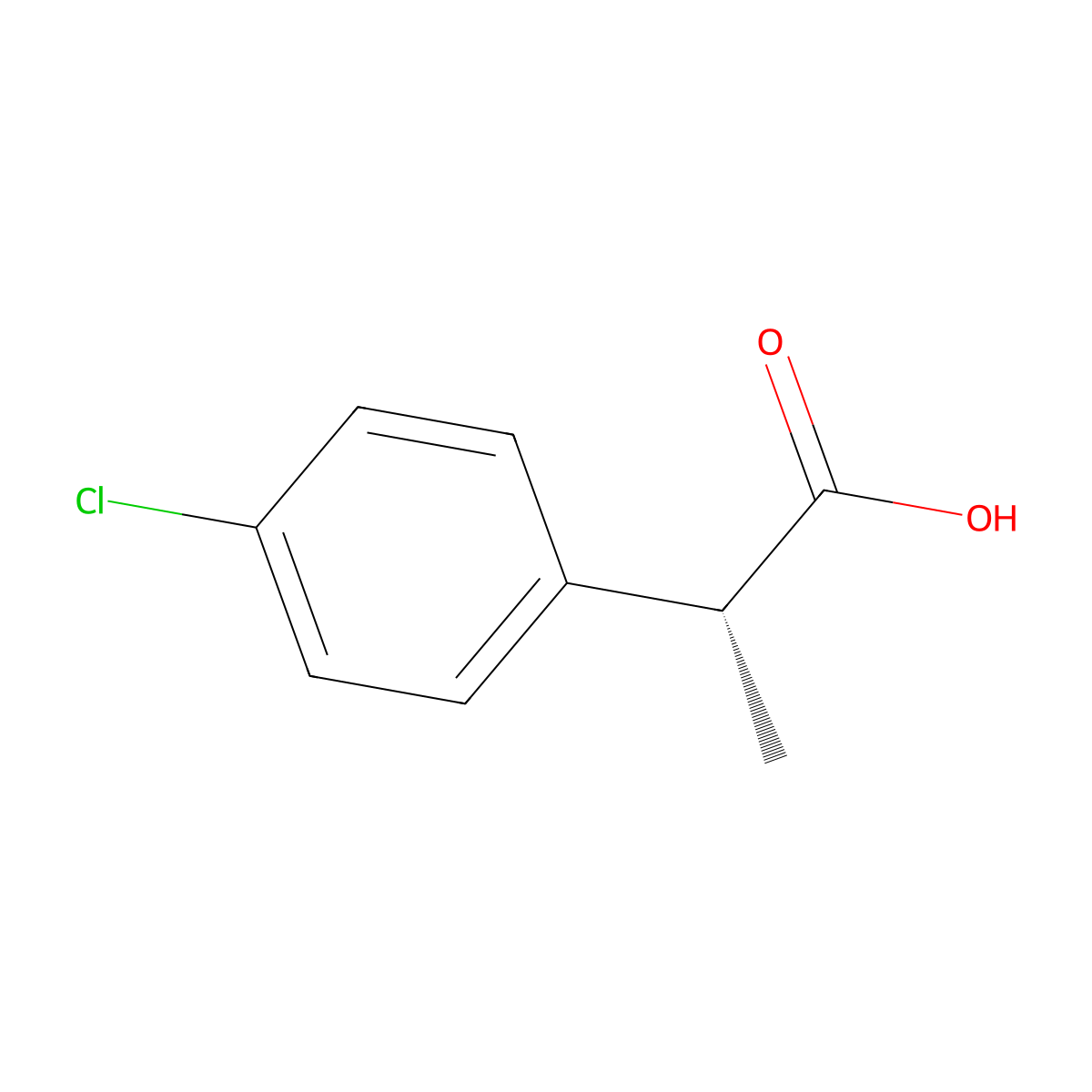 (R)-2-(4-chlorophenyl)propanoic acid molecular structure, CAS 105879-62-7