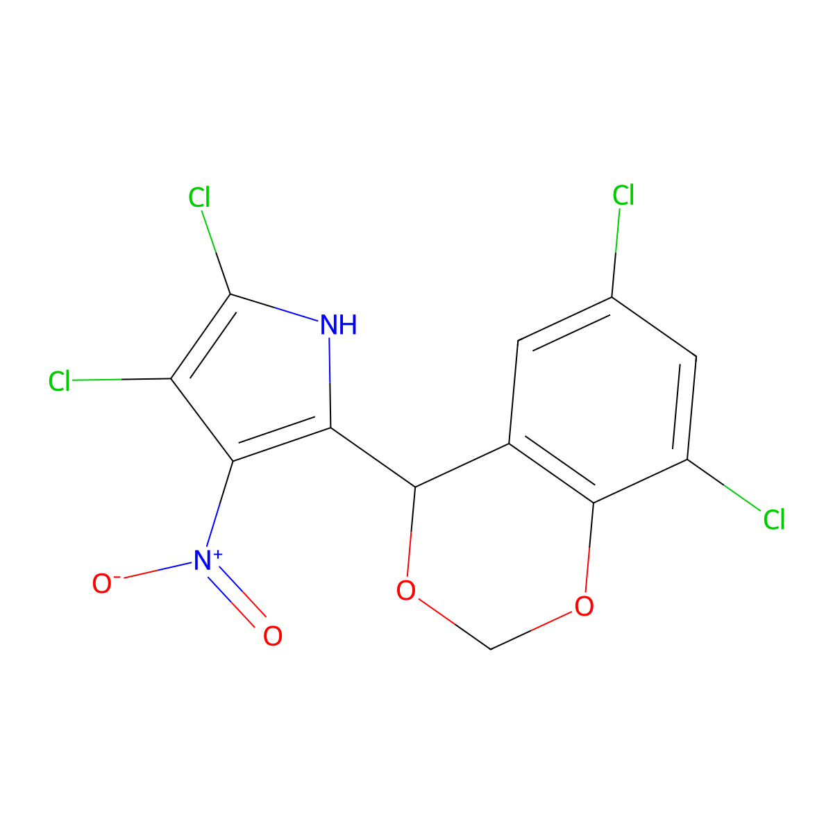 2,3-Dichloro-5-((4S)-6,8-dichloro-4H-1,3-benzodioxin-4-yl)-4-nitro-1H-pyrrole molecular structure, CAS 105888-54-8