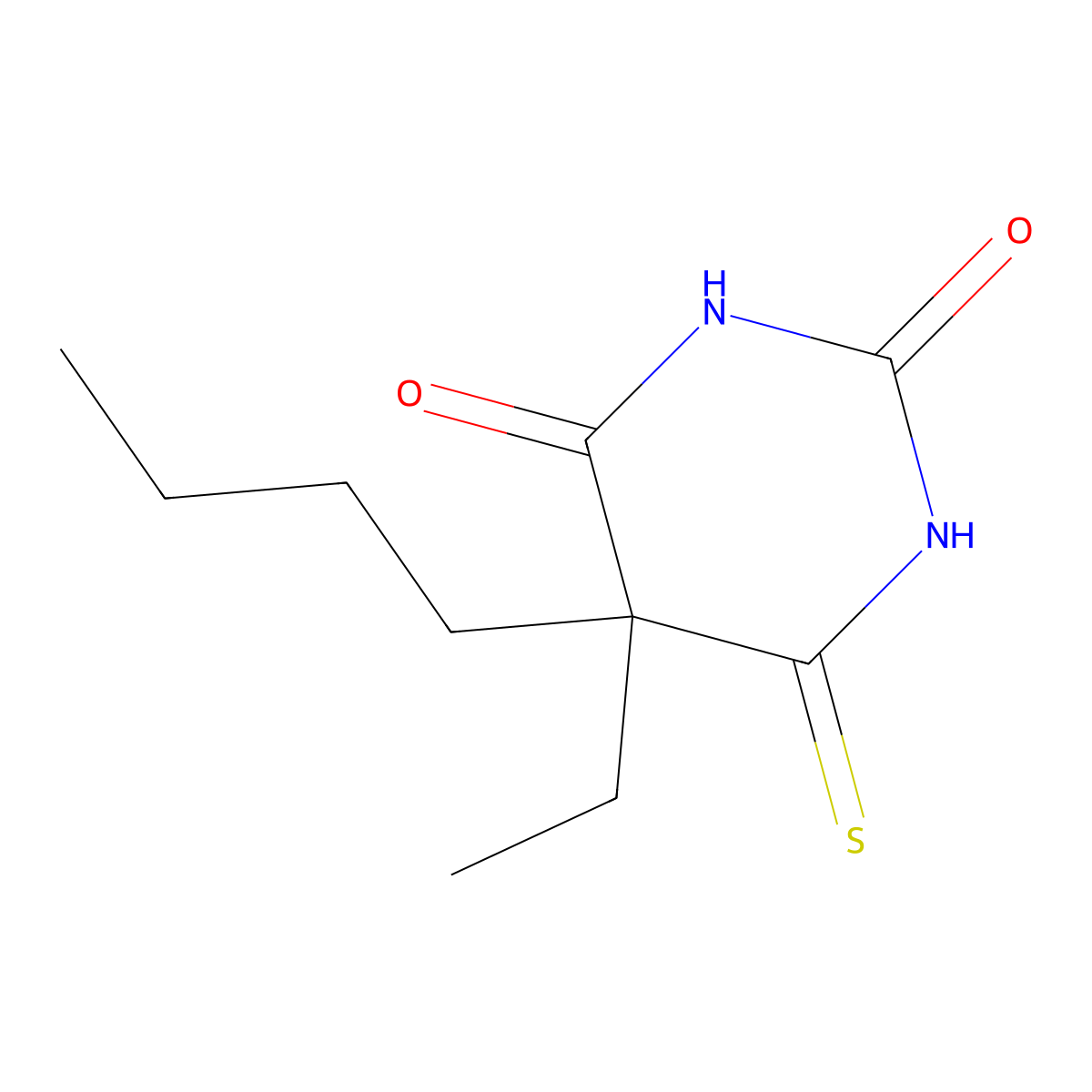2,4(1H,3H)-Pyrimidinedione, 5-butyl-5-ethyldihydro-6-thioxo- molecular structure, CAS 105891-88-1