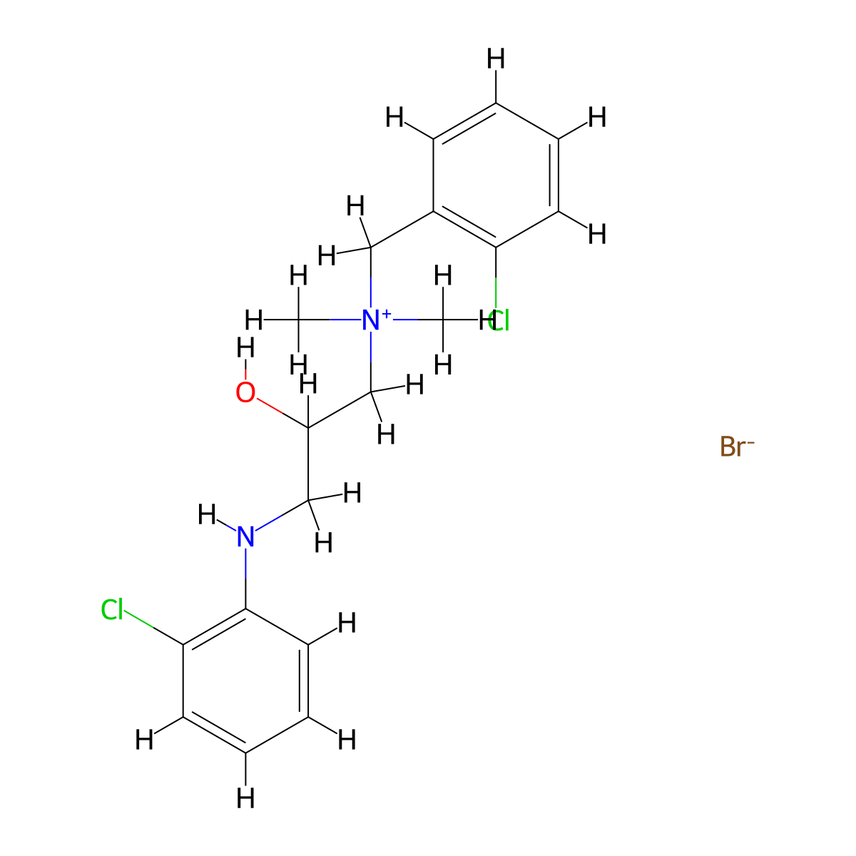 Benzenemethanaminium, 2-chloro-N-(3-((2-chlorophenyl)amino)-2-hydroxypropyl)-N,N-dimethyl-, bromide, (+-)- molecular structure, CAS 105892-06-6