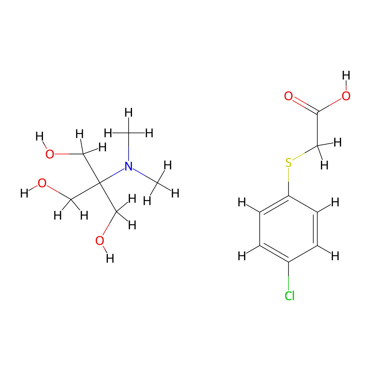 Acetic acid, ((4-chlorophenyl)thio)-, compd. with 2-(dimethylamino)-2-(hydroxymethyl)-1,3-propanediol (1:1) molecular structure, CAS 105892-10-2