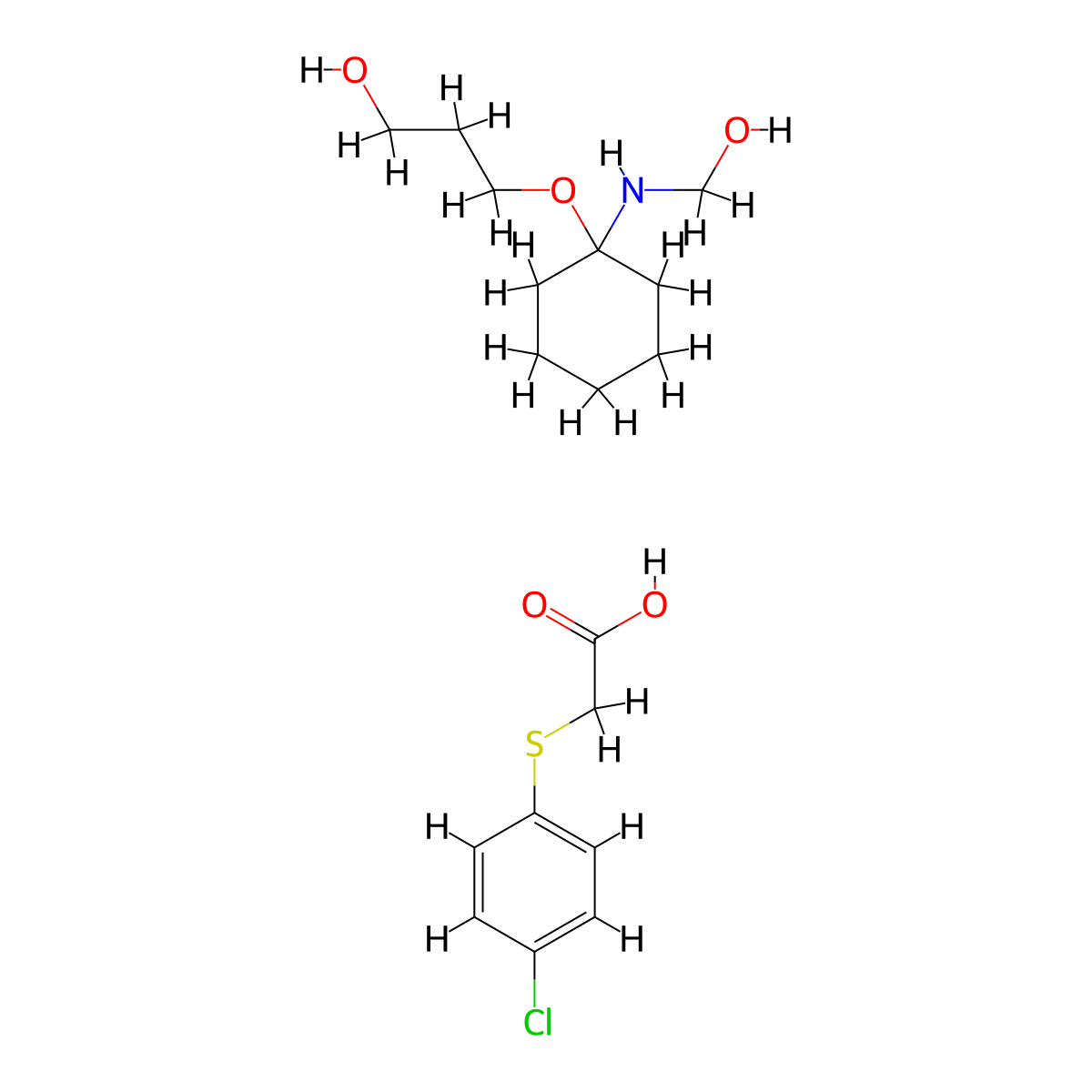 Acetic acid, ((4-chlorophenyl)thio)-, compd. with 3-((1-(hydroxymethyl)amino)cyclohexyl)oxy)-1-propanol (1:1) molecular structure, CAS 105892-12-4