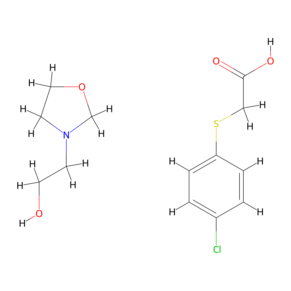 Acetic acid, ((4-chlorophenyl)thio)-, compd. with 3-oxazolidineethanol (1:1) molecular structure, CAS 105892-13-5