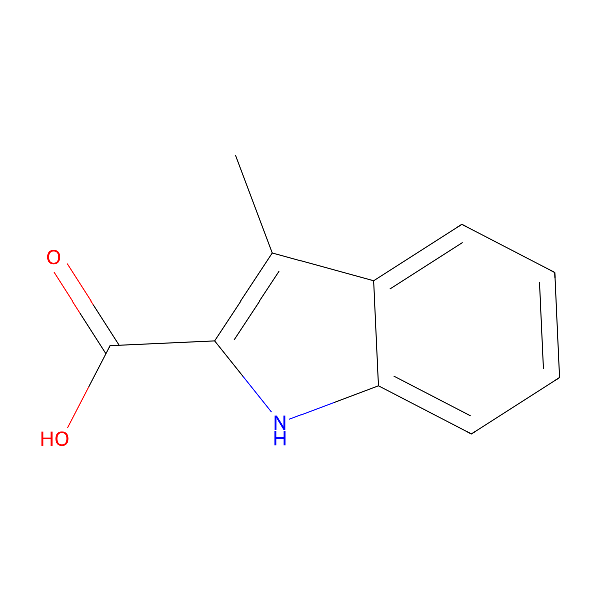 3-Methyl-1H-indole-2-carboxylic acid molecular structure, CAS 10590-73-5