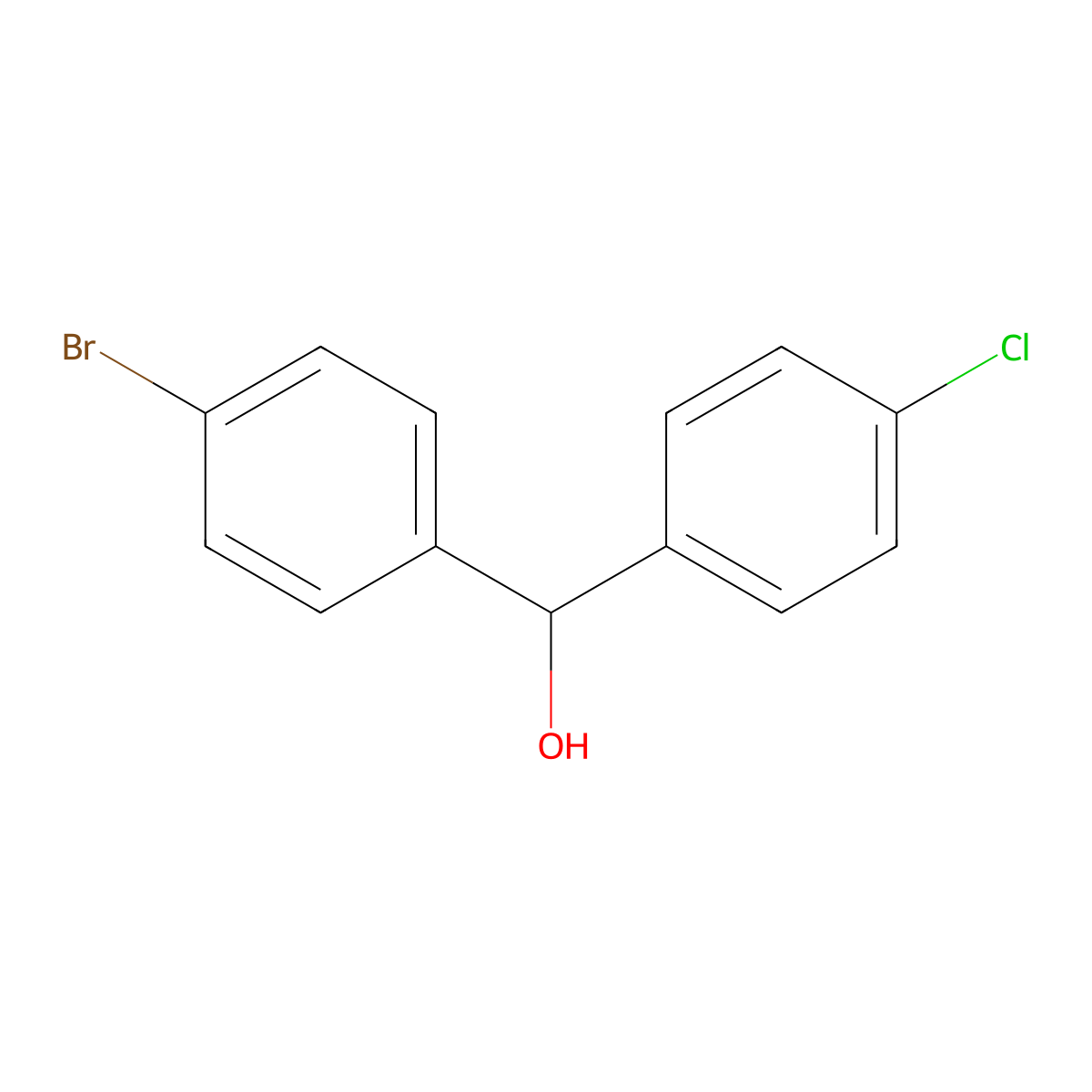 (4-Bromophenyl)(4-chlorophenyl)methanol molecular structure, CAS 105901-10-8