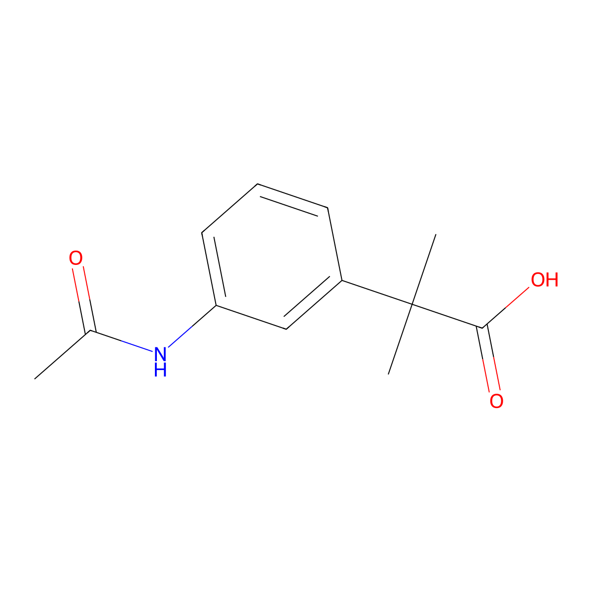 2-(3-Acetamidophenyl)-2-methylpropanoic acid molecular structure, CAS 105902-70-3