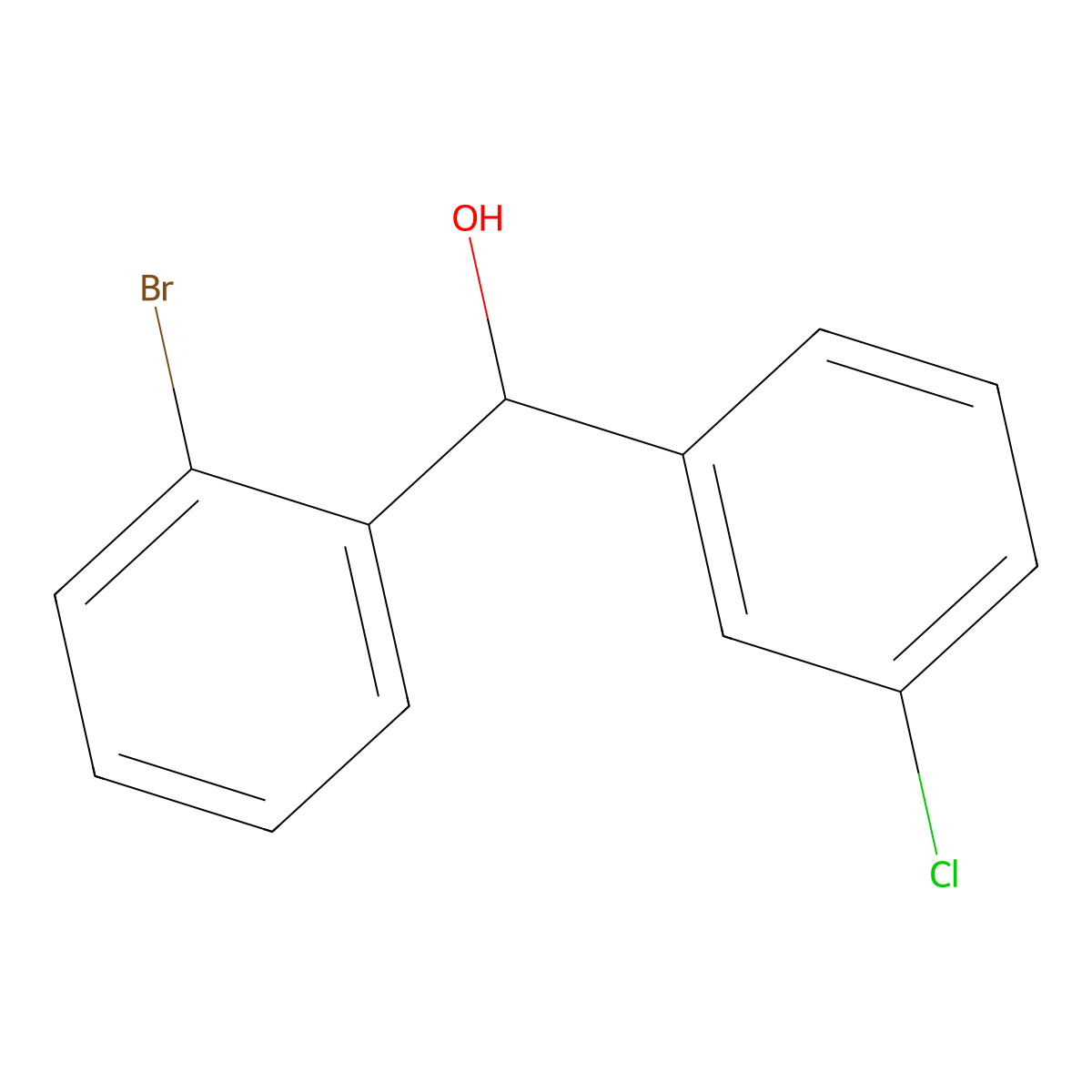 (2-Bromophenyl)(3-chlorophenyl)methanol molecular structure, CAS 105904-28-7