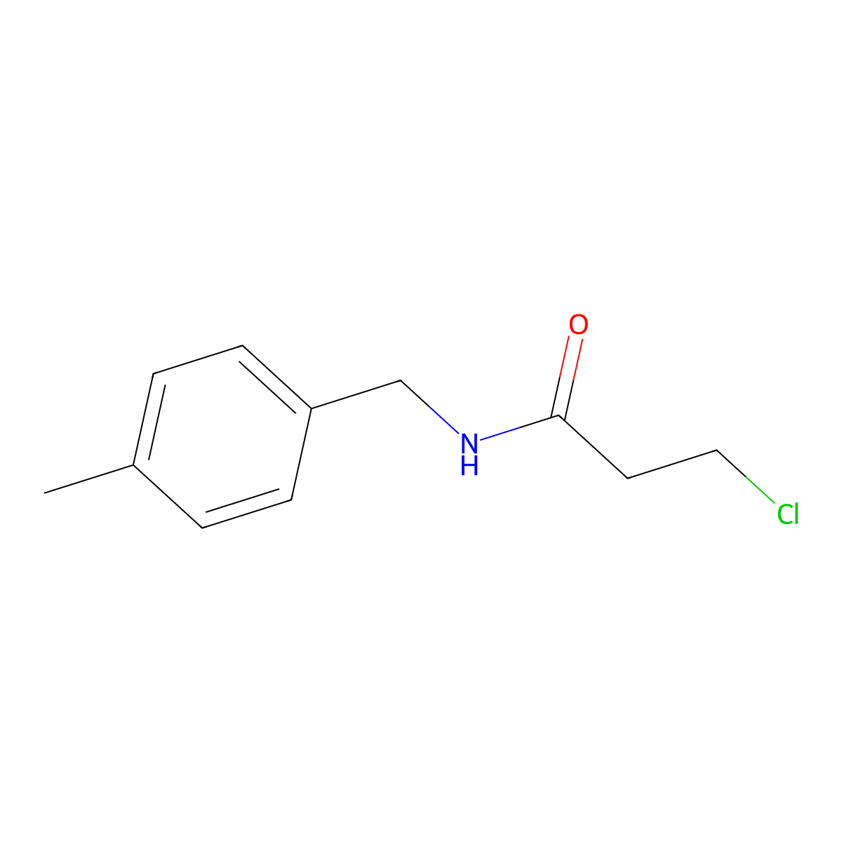 3-chloro-N-(4-methylbenzyl)propanamide molecular structure, CAS 105907-34-4