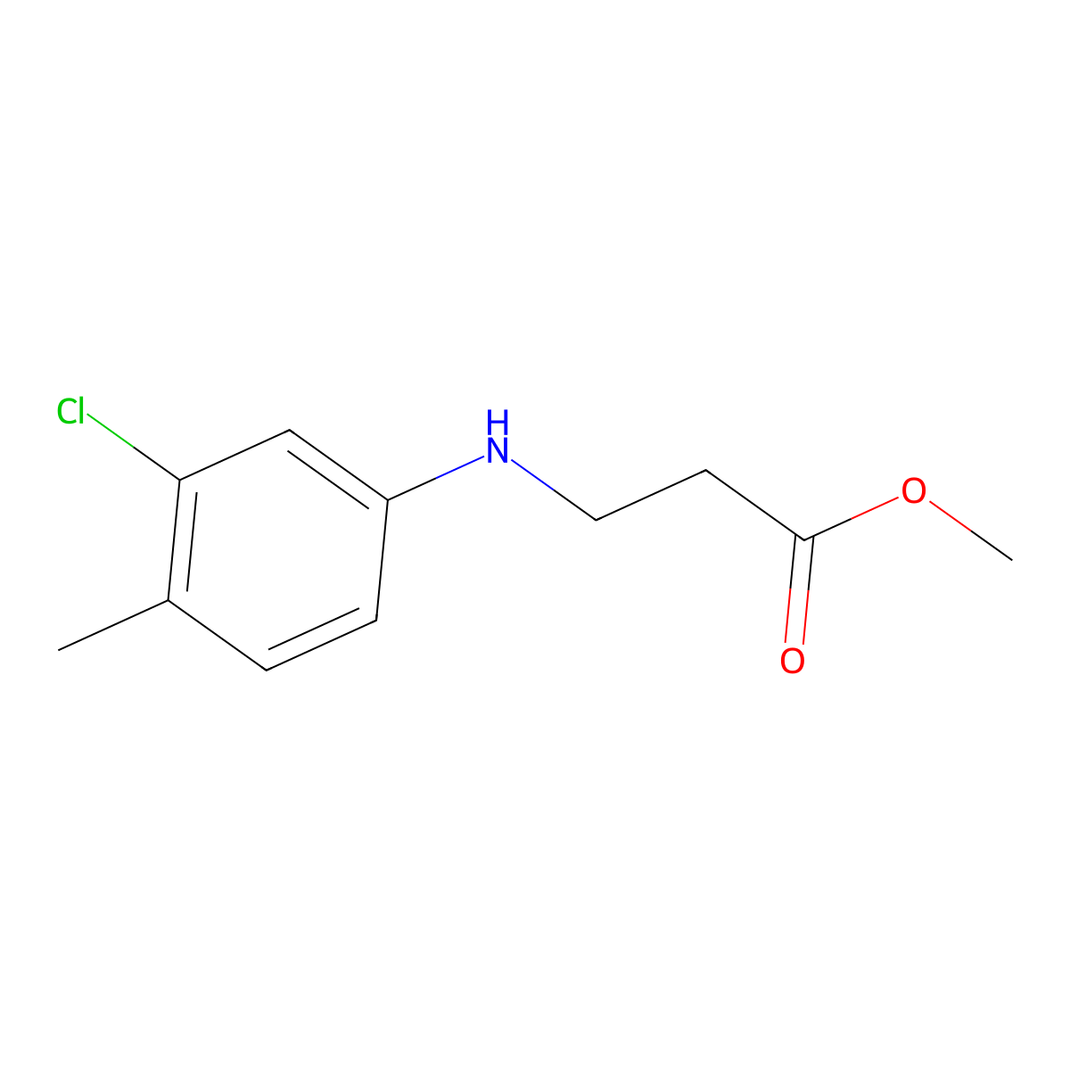 Methyl 3-((3-chloro-4-methylphenyl)amino)propanoate molecular structure, CAS 105909-47-5