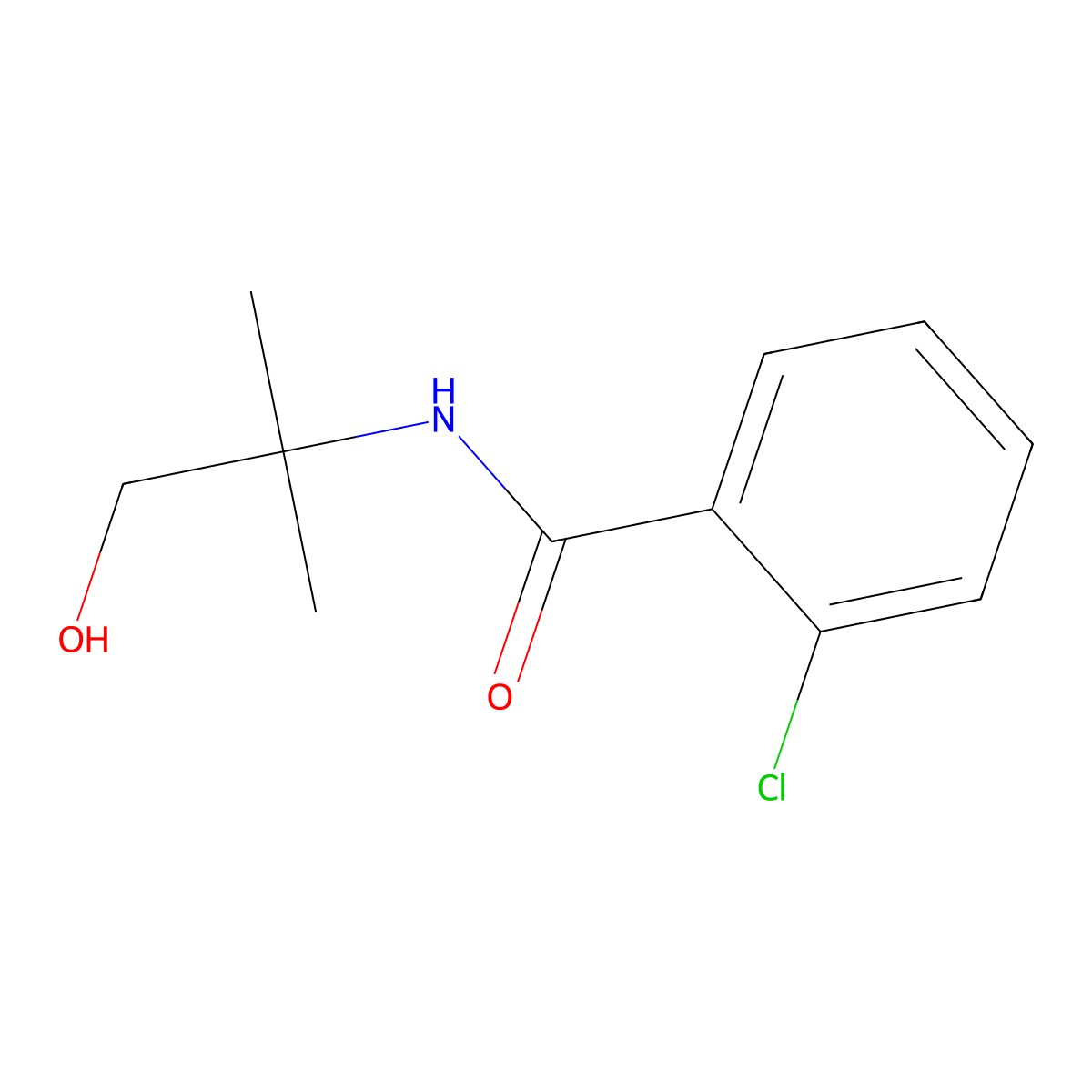 2-chloro-N-(1-hydroxy-2-methylpropan-2-yl)benzamide molecular structure, CAS 105909-48-6