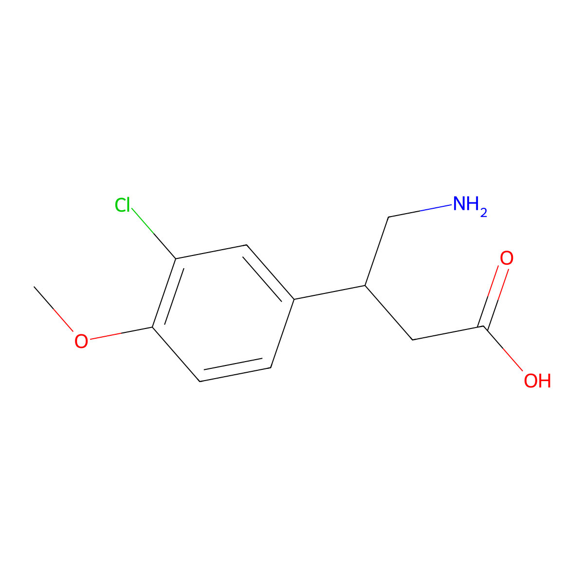 4-Amino-3-(3-chloro-4-methoxyphenyl)butanoic acid molecular structure, CAS 105909-55-5