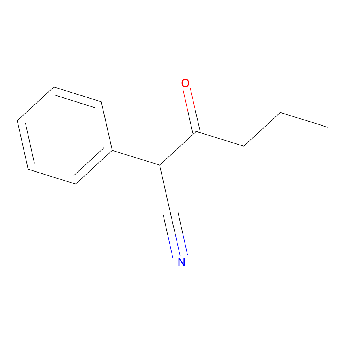 3-Oxo-2-phenylhexanenitrile molecular structure, CAS 105909-68-0