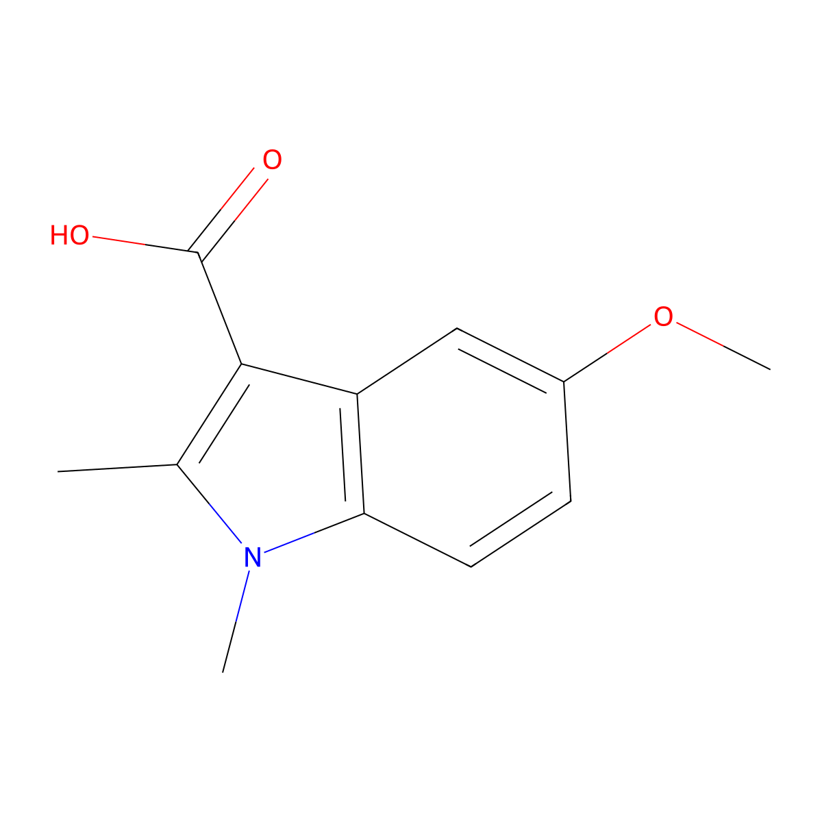 5-Methoxy-1,2-dimethyl-1H-indole-3-carboxylic acid molecular structure, CAS 105909-93-1