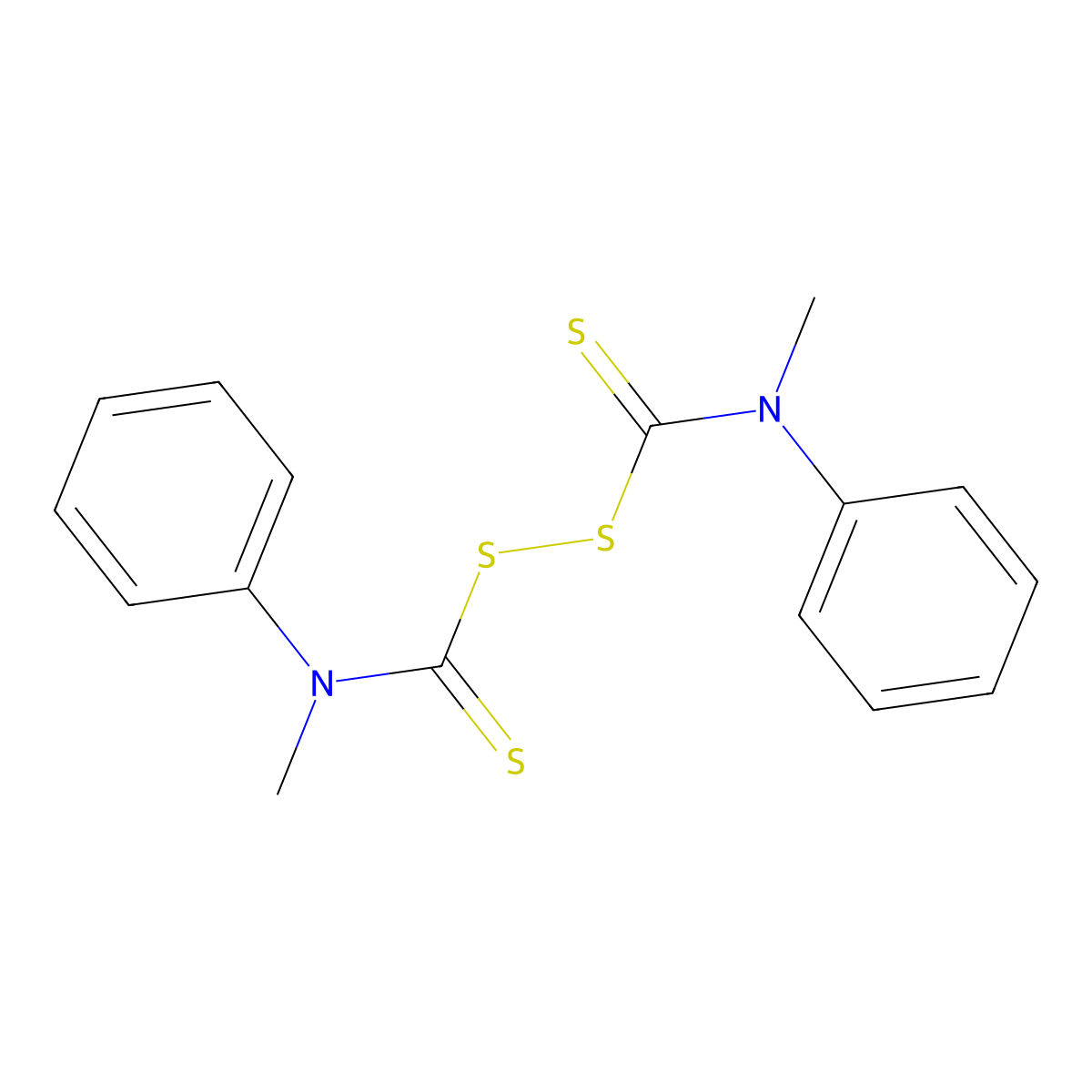 N,N'-dimethyldiphenylthiuram disulphide molecular structure, CAS 10591-84-1
