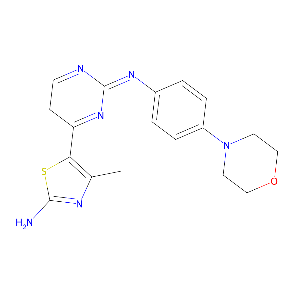 4-Methyl-5-{(2E)-2-[(4-morpholin-4-ylphenyl)imino]-2,5-dihydropyrimidin-4-YL}-1,3-thiazol-2-amine molecular structure, CAS 1059105-22-4