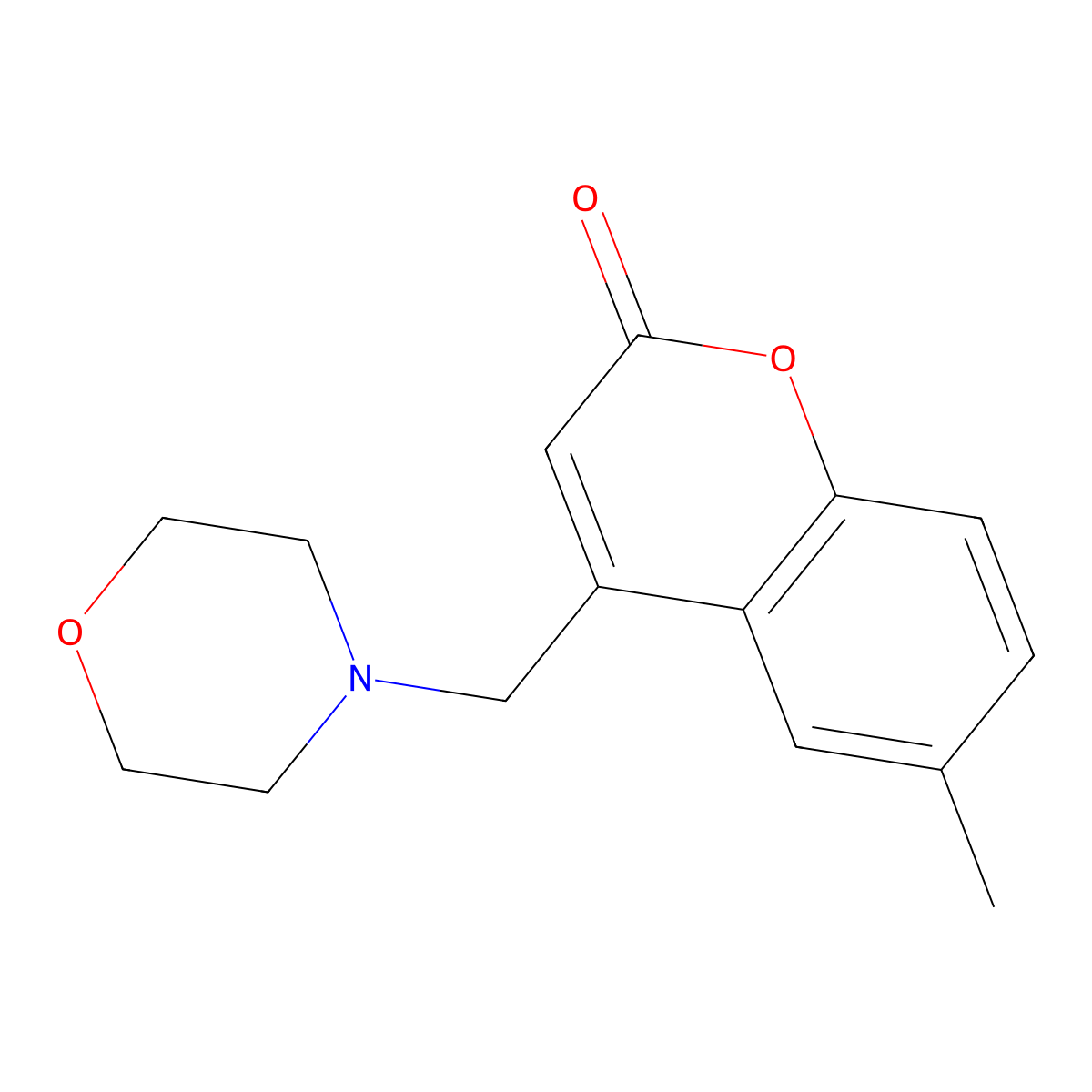 2H-1-Benzopyran-2-one, 6-methyl-4-(4-morpholinylmethyl)- molecular structure, CAS 105916-64-1