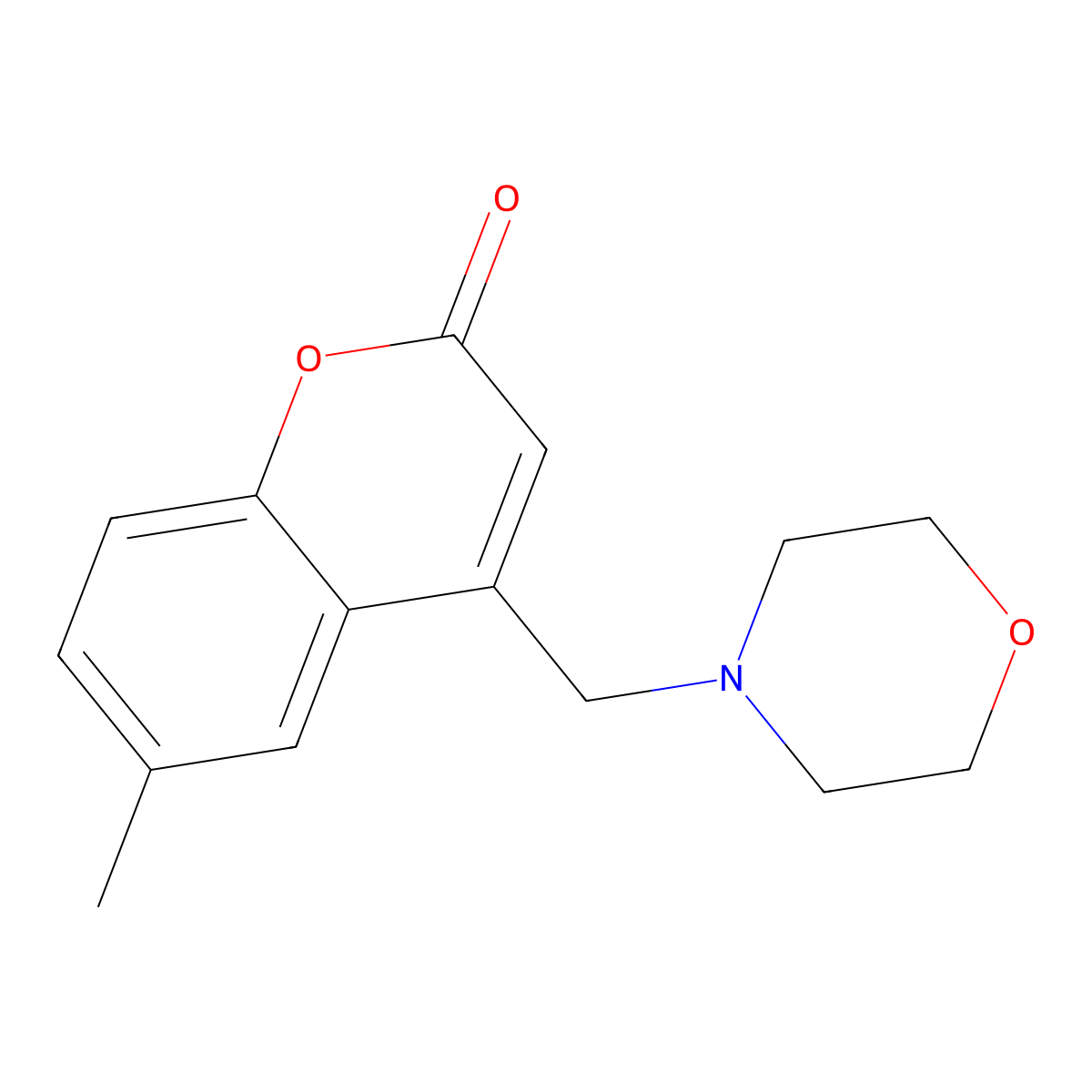 2H-1-Benzopyran-2-one, 6-methyl-4-(4-morpholinylmethyl)- molecular structure, CAS 105916-64-1