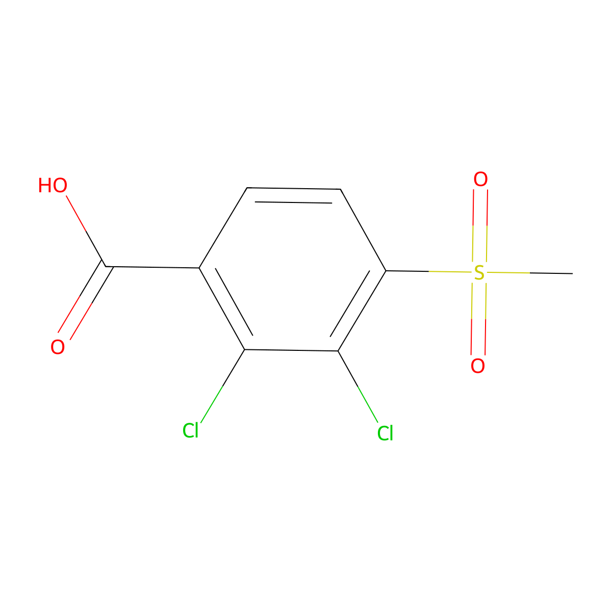 2,3-Dichloro-4-methylsulfonylbenzoic acid molecular structure, CAS 105917-77-9