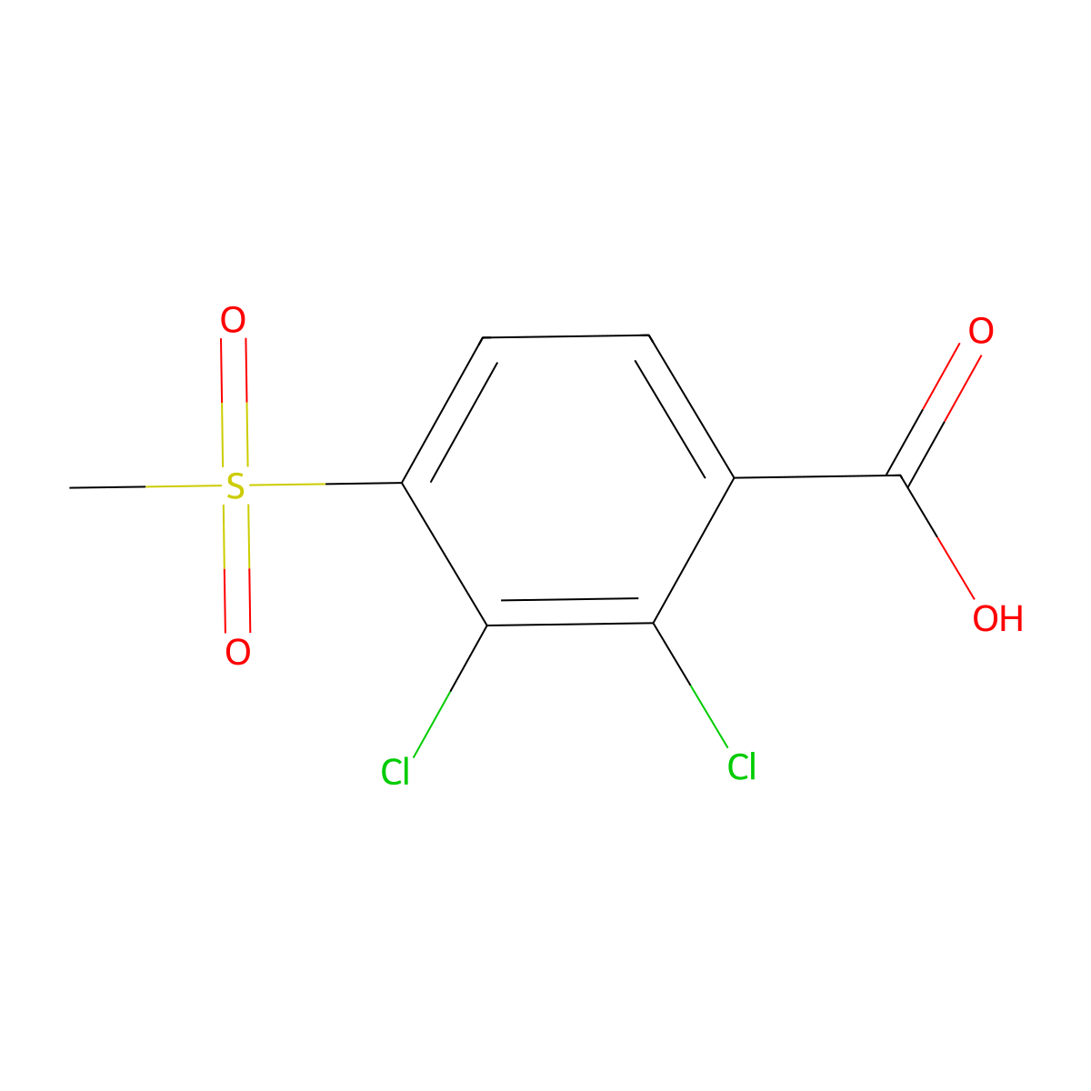 2,3-Dichloro-4-methylsulfonylbenzoic acid molecular structure, CAS 105917-77-9