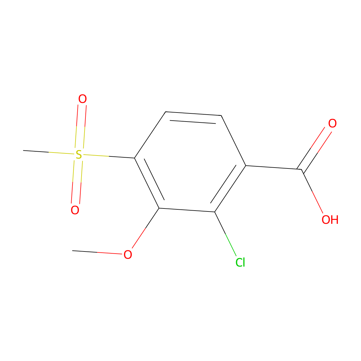 Benzoic acid, 2-chloro-3-methoxy-4-(methylsulfonyl)- molecular structure, CAS 105917-83-7