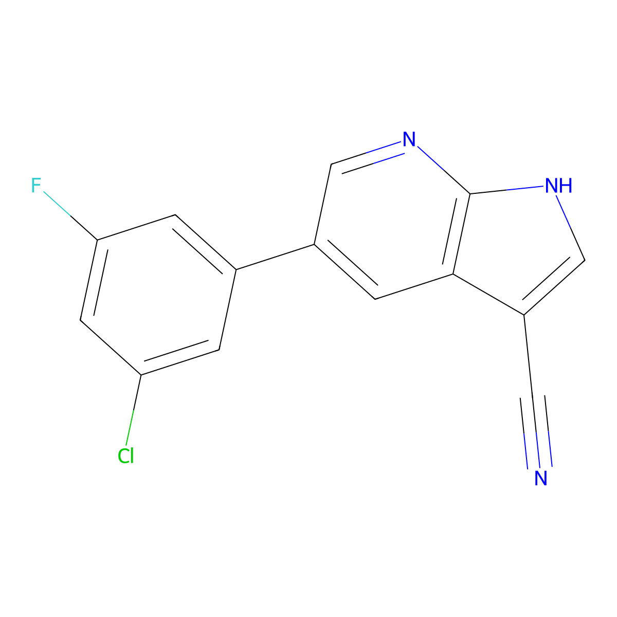 5-(3-Chloro-5-fluorophenyl)-1H-pyrrolo[2,3-b]pyridine-3-carbonitrile molecular structure, CAS 1059171-26-4