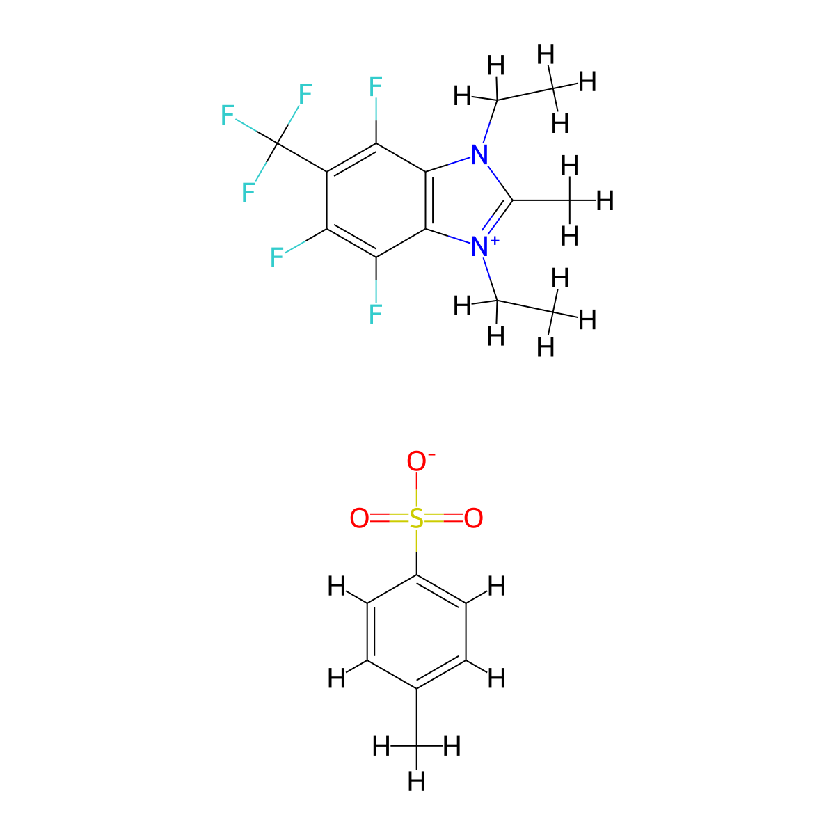 1,3-diethyl-4,6,7-trifluoro-2-methyl-5-(trifluoromethyl)-1H-benzo[d]imidazol-3-ium 4-methylbenzenesulfonate molecular structure, CAS 1059176-16-7