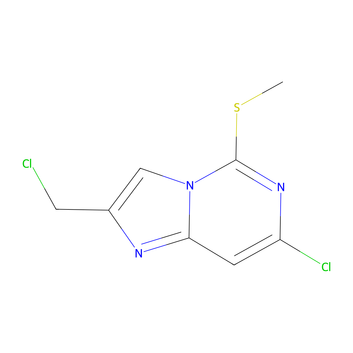 7-Chloro-2-(chloromethyl)-5-methylsulfanyl-imidazo[1,2-c]pyrimidine molecular structure, CAS 1059191-49-9