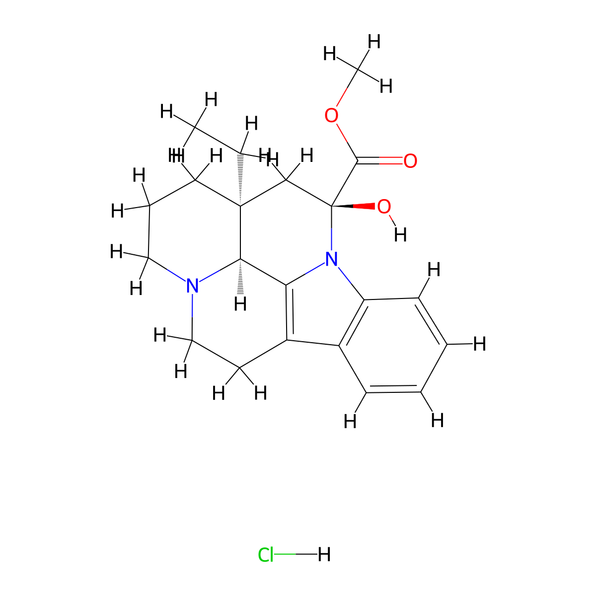 Vincamine hydrochloride molecular structure, CAS 10592-03-7