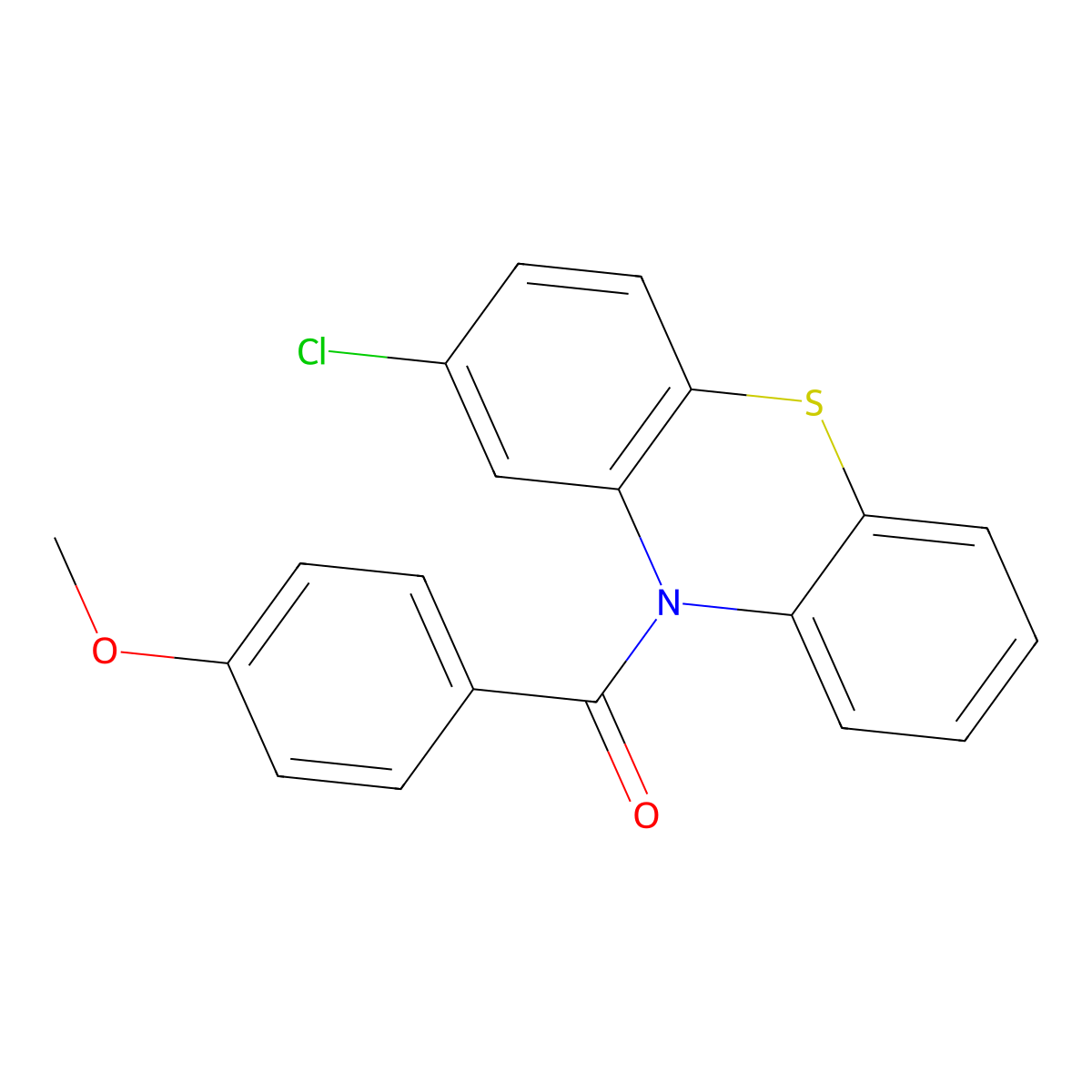 2-chloro-10-(4-methoxybenzoyl)-10H-phenothiazine molecular structure, CAS 105925-39-1