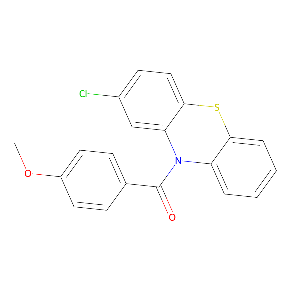 2-chloro-10-(4-methoxybenzoyl)-10H-phenothiazine molecular structure, CAS 105925-39-1