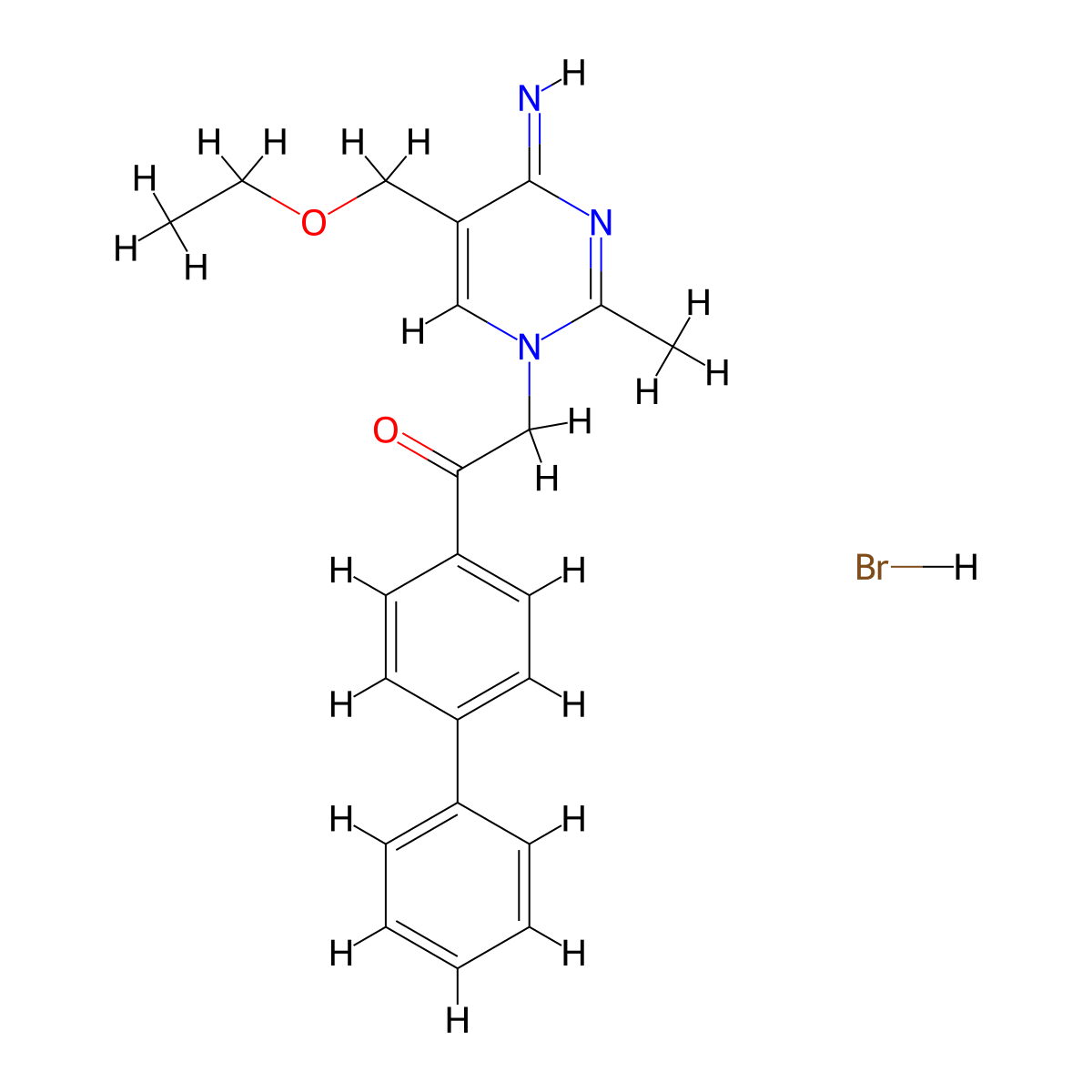 1-{[1,1'-Biphenyl]-4-yl}-2-[5-(ethoxymethyl)-4-imino-2-methyl-1,4-dihydropyrimidin-1-yl]ethan-1-one hydrobromide molecular structure, CAS 1059303-69-3