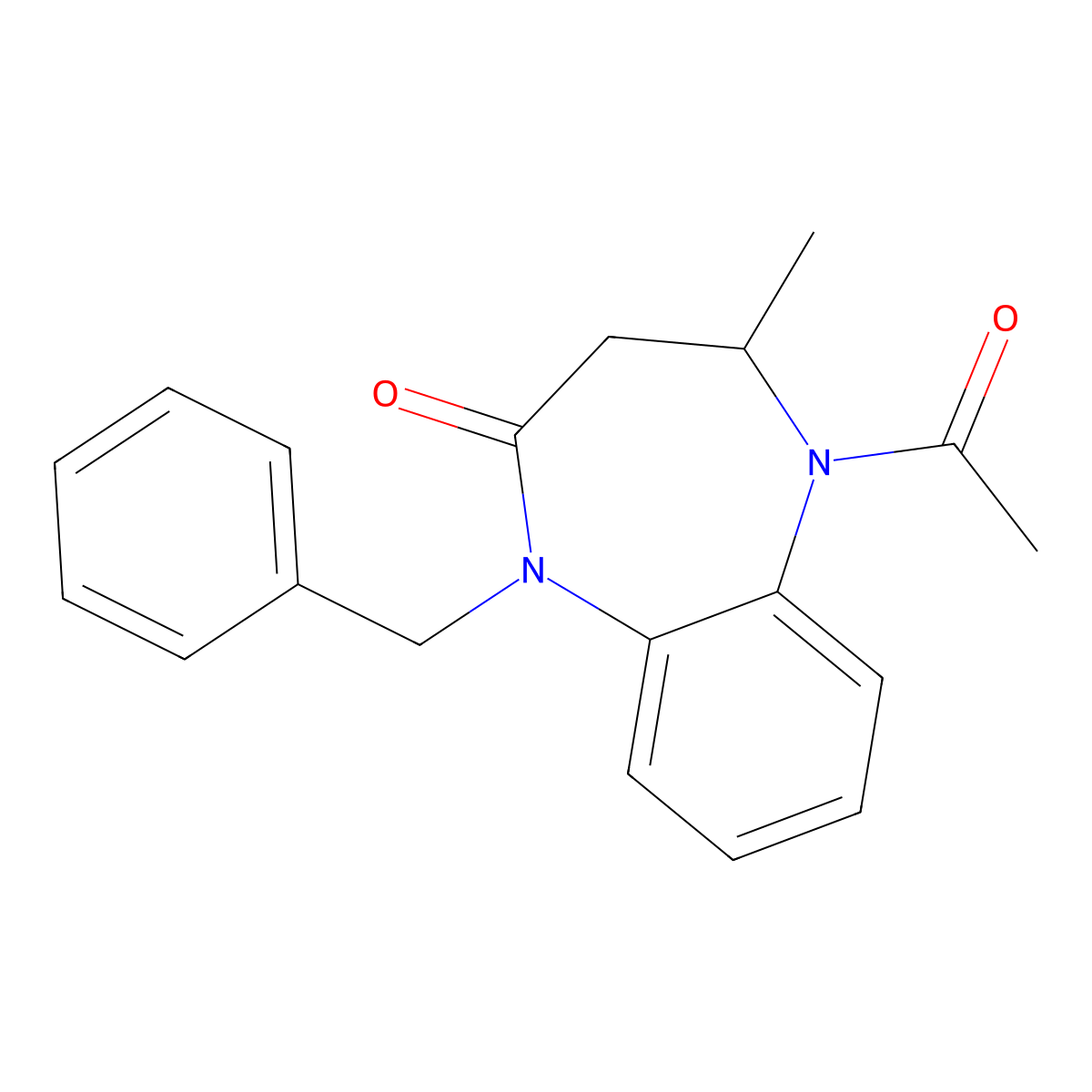 5-Acetyl-1-benzyl-4-methyl-1,3,4,5-tetrahydro-2H-1,5-benzodiazepin-2-one molecular structure, CAS 105931-87-1